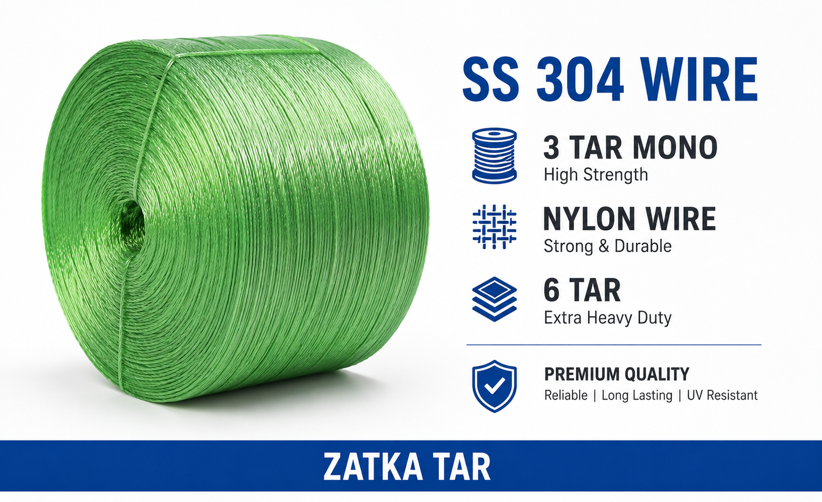 Premium SS 304 Nylon Zatka Tar